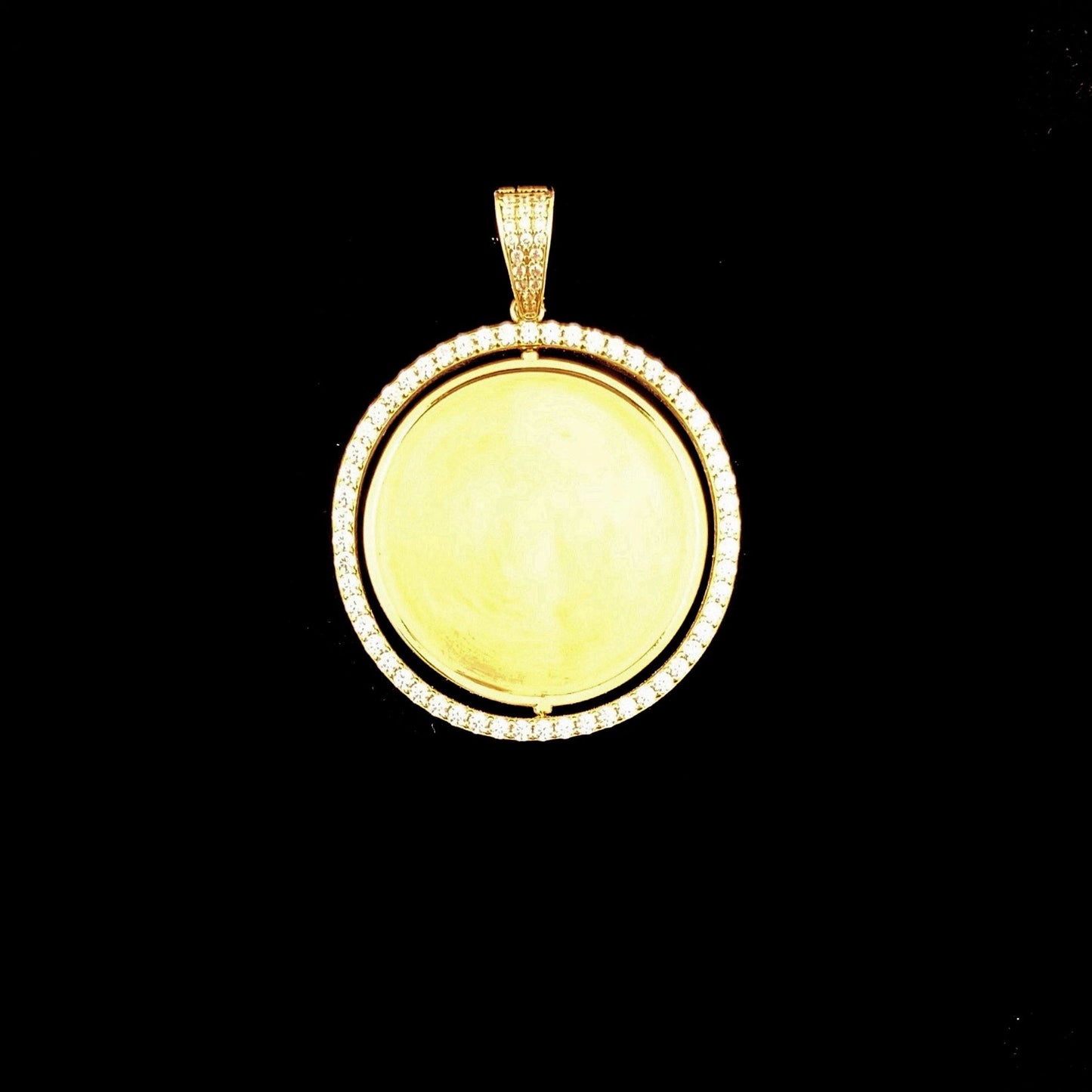 Large Flip-Face Edge Photo Pendant (CZ Detailed)