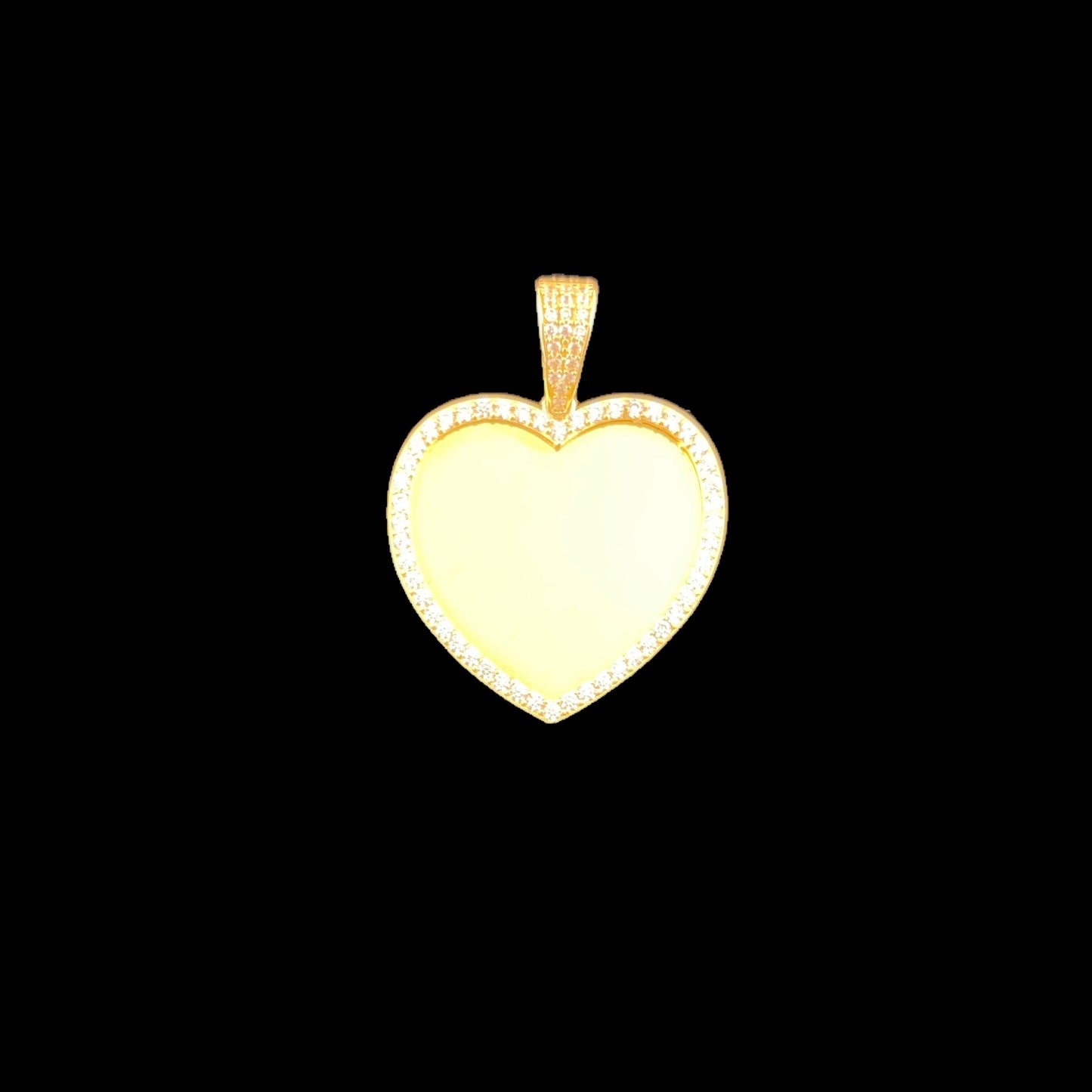 Small Heart Photo Pendant (CZ Detailed)